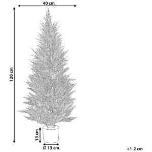 Beliani Kunstpflanze Cedar Tree, grün, 120 cm hoch, mit Maßangaben.