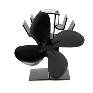 Ventilateur de poêle Valo noir sur pied pour cheminées et poêles.