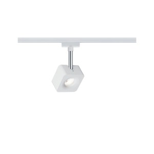 Paulmann URail LED Spot Cube, bianco, 8W, per sistemi di binari. Luce da interno dimmerabile.