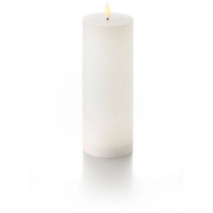 Weiße Balthasar LED-Zylinderkerze Rustico aus Paraffin, 20 cm hoch, für stimmungsvolles Licht.
