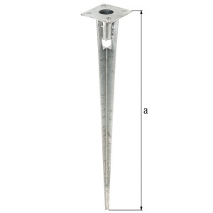 GAH-Alberts douille à enfoncer, galvanisée à chaud, Ø 38 mm, hauteur 750 mm, pour construction de clôtures.