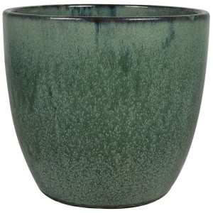 Vaso per piante Decofinder Rico in ceramica smaltata verde, Ø 22 cm.