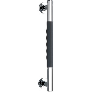 Wenko Barre d'appui murale Secura, 40,5 cm, noire, acier inoxydable, pour la sécurité dans la salle de bain.