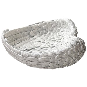 Grabschale Herz Engelsflügel Polyresin Grau 23 x 22 x 8 cm