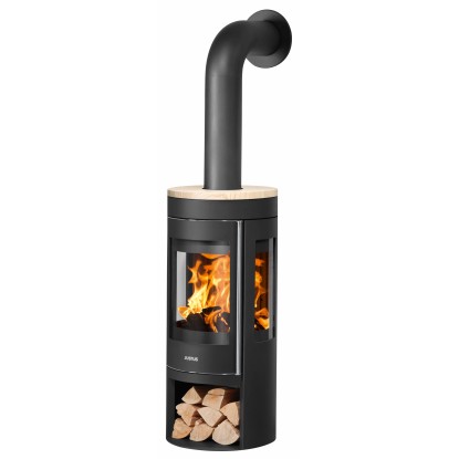 Justus stufa a legna Mino Trios 2.0 acciaio piastra arenaria nera 5 kW