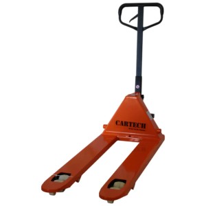 Transpalette manuel Cartech Standard en acier orange, capacité 2,5 t.