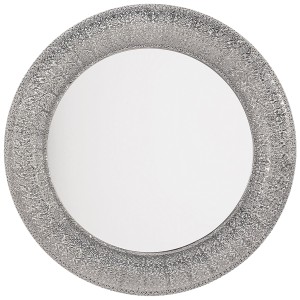 Specchio da parete rotondo Channay in argento (Ø 80 cm) con cornice vintage per soggiorno o bagno.