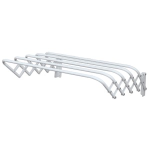 Stendibiancheria da parete MSV pieghevole in metallo bianco con 5 barre.