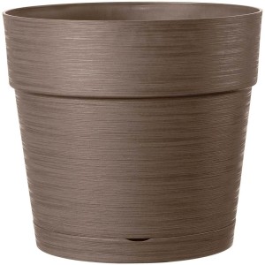Pot de fleurs marron Save Camel, Ø 24,5 cm, en plastique recyclé avec soucoupe.