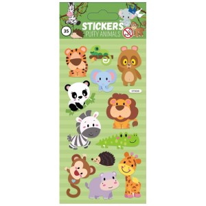Stickers Puffy Animals avec effet 3D : Tigre, éléphant, lion et autres animaux pour enfants.