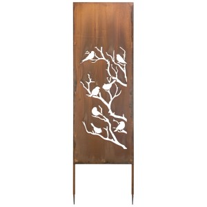 Paravent Nouvel Birdie, acier rouille avec motif d'oiseaux. Intimité pour jardin et terrasse.