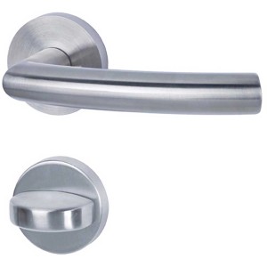 Set rosetta Fair II WC, acciaio inox satinato, raccordo porta con pomello