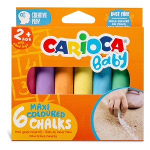 Carioca Baby Maxi-Kreide, 6 Stk. im Set, staubfrei und abwaschbar für Kinder ab 2 Jahren.