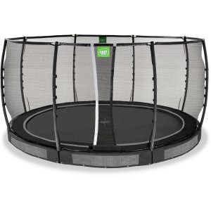 Trampolino interrato nero EXIT Allure Premium Ø 427 cm con rete di sicurezza.