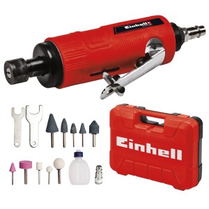 Einhell TC-PP 220 Meuleuse droite pneumatique avec accessoires et coffret.