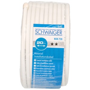 Schwaiger SAT-Koaxialkabel, 20 m, weiss, für Satelliten- und Kabelfernsehen.