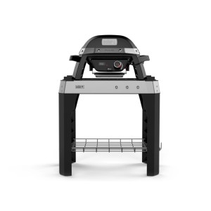 Weber Pulse 1000 Stand Black barbecue elettrico con display digitale della temperatura e ripiano.