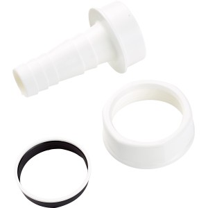 Raccord d'appareil 44,8 mm (G 1 1/2) blanc, avec écrou et joint pour siphon.