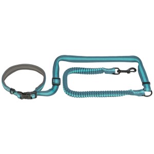Trixie Guinzaglio da jogging Petrol-Aqua: Guinzaglio regolabile con ammortizzatore per passeggiate rilassanti.