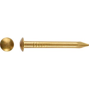 Spillo a testa tonda LUX ottonato, 2x30 mm, set da 100, adatto per fissaggi leggeri e scopi decorativi.