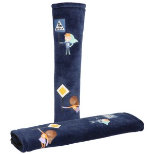 Cartrend Gurtpolster Kids Heroes Blau, 2er-Set mit Verkehrszeichen-Motiven für Kinder.