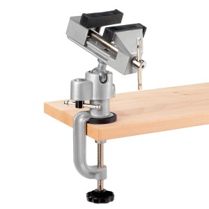 Supporto combinato LUX con morsa e morsetto da tavolo, ideale per fissare pezzi e trapani.