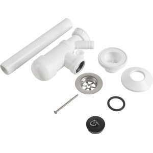 Siphon Prevex Preloc Ø 32 mm, noir, avec bouchon en caoutchouc et raccord machine à laver.