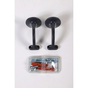 Supports de main courante en aluminium anthracite pour main courante en bois de 52 mm, matériel de fixation inclus.
