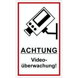 Panneau de signalisation vidéosurveillance en polystyrène, 250x150 mm, avec symbole caméra.