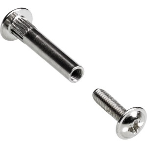Vite di collegamento con manicotto, M4, 28-38 mm, acciaio nichelato, per raccordi di collegamento.