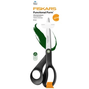 Forbici universali Fiskars Functional Form ReNew, 21 cm, con manico nero. Materiali riciclati.