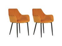 Beliani Chaise de salle à manger Wellston velours Orange lot de 2