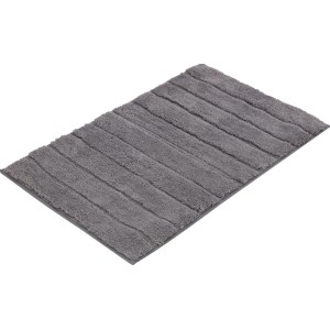 Tappeto da bagno grigio scuro 50x80 cm con struttura a coste. Tappetino rettangolare in poliestere.