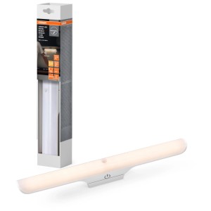 Osram LED-Unterbauleuchte Linear Swivel, 35cm, weiss, mit Bewegungssensor und Verpackung.