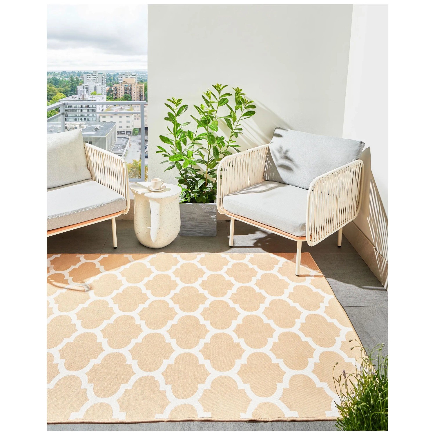 Beliani Outdoor-Teppich Aksu Beige 140 x 200 cm kaufen bei OBI
