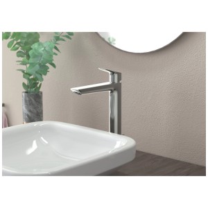 Miscelatore lavabo Hansgrohe Logis 240 cromato su un lavandino.