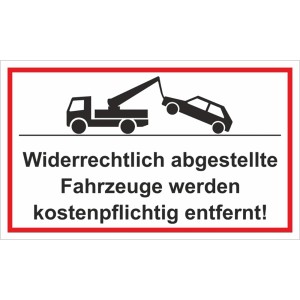 Panneau d'avertissement : Dépanneuse remorquant une voiture. Enlèvement des véhicules en stationnement interdit.