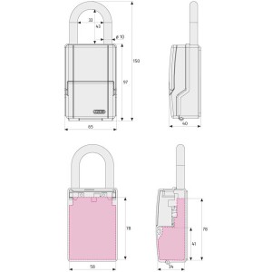 Abus Cassetta portachiavi 737: Disegno tecnico con dimensioni della cassetta.