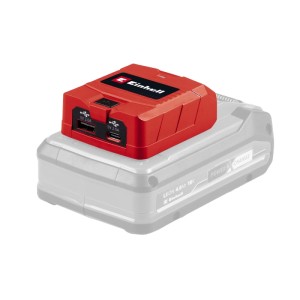 Adattatore USB a batteria Einhell TC-CP 18 Li USB A/C-Solo, rosso, con porta USB-A e USB-C su batteria.