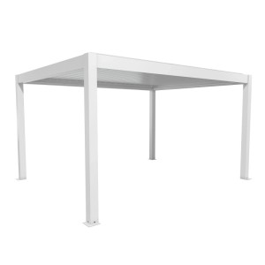 Pergola Biohort bianca 4,5x3,5m: Copertura moderna per terrazzi con lamelle.