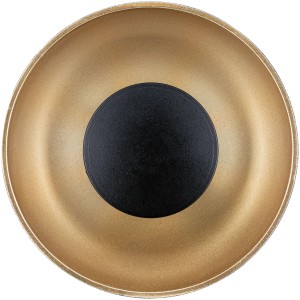 Lampada LED Paulmann GU10, 4.9W, bianco caldo, riflettore dorato e base nera.
