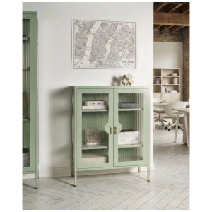 Beliani Armoire de bureau Gleora vert menthe 105 x 80 x 35 cm