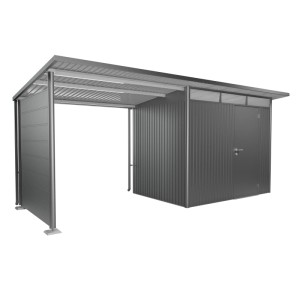 Paroi latérale Biohort pour AvantGarde A2/A6, gris quartz métallisé, comme protection contre les intempéries pour l'abri de jardin.