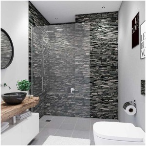 Pannello doccia Breuer effetto muro scuro, 100x255 cm, per bagno e cucina.