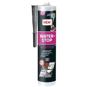 Cartouche de MEM Water Stop 290ml, mastic d'étanchéité universel pour diverses surfaces.