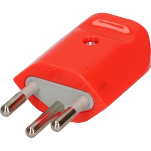 Max Hauri Stecker T12, 3-polig, orange aus Polycarbonat. Robuster Zwischenstecker für sichere Stromverbindung.
