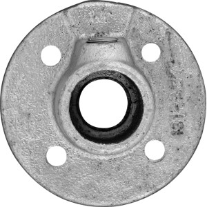 Flangia a pavimento zincata, Ø 8 cm, per costruzione mobili e decorazioni in stile industriale.