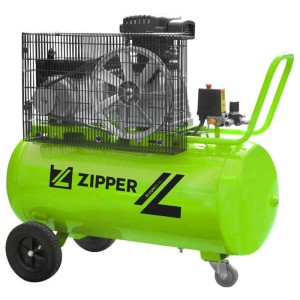 Compresseur Zipper ZI-COM90-10 vert avec cuve de 90 l, roues et poignée.