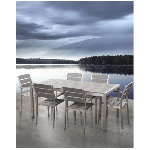 Set di sedie da giardino Beliani Vernio grigio, 6 sedie in legno sintetico e alluminio.