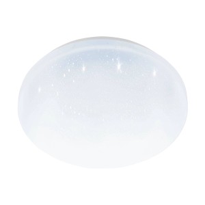 Plafoniera LED bianca Eglo Pogliola-S, Ø 26cm, con effetto cielo stellato.